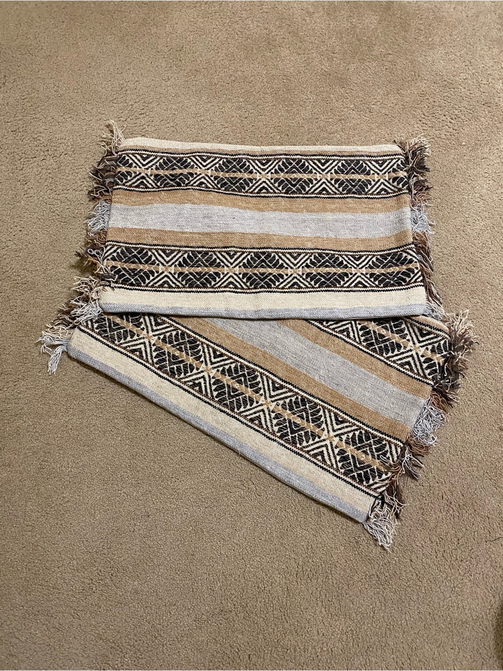 Pottery Barn pillow covers heavy woven fabric in Beige, Black & Brown 16” x 26”